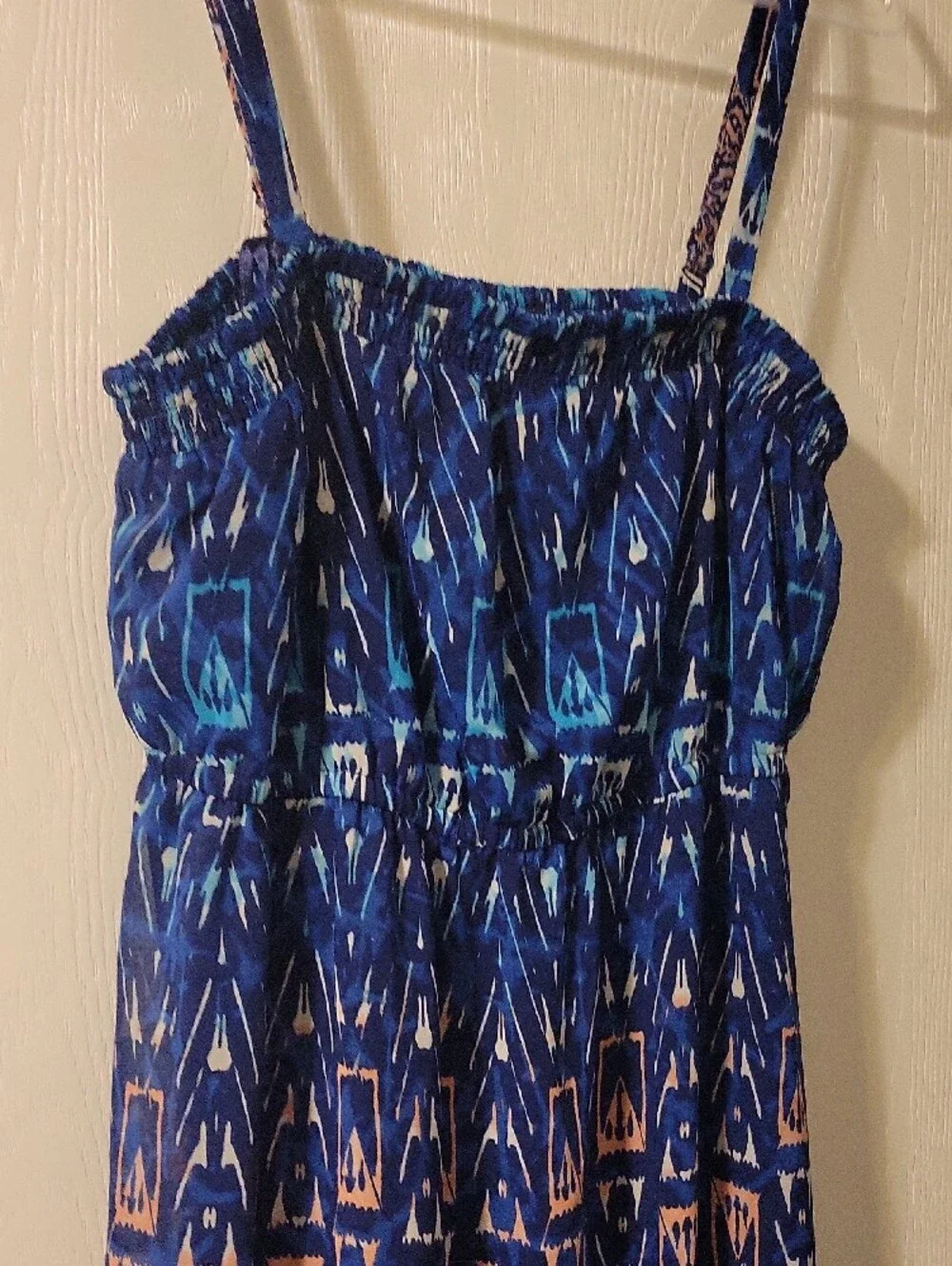 Lane Bryant Blue Patterned Maxi Dress With Removable Straps